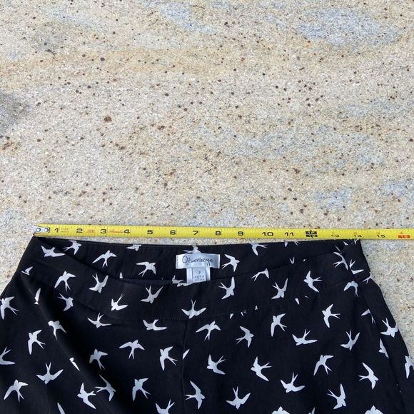 Long wide leg pants/white doves on black sz small - Picture 5 of 7